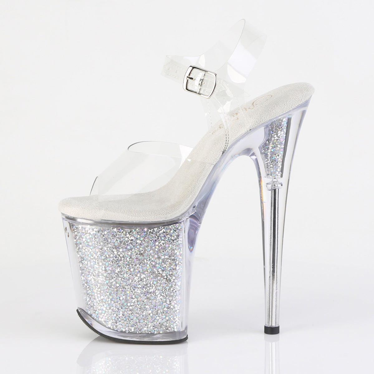 FLAMINGO-808RSI Pleaser Clear Bling 8 Inch Performance High Pole Heels