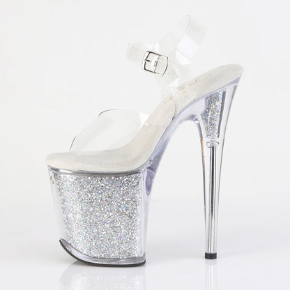 FLAMINGO-808RSI Pleaser Clear Bling 8 Inch Performance High Pole Heels