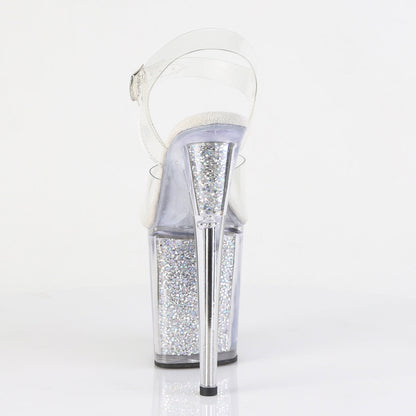 FLAMINGO-808RSI Pleaser Clear Bling 8 Inch Performance High Pole Heels
