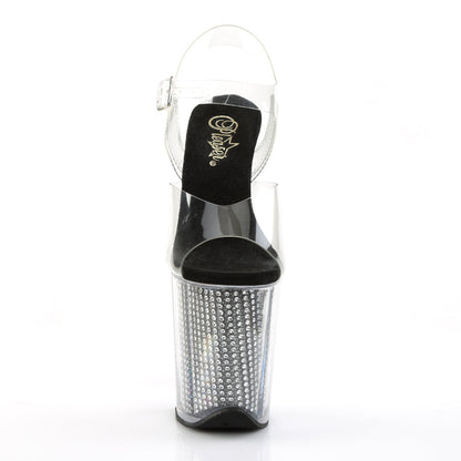 FLAMINGO-808SRS Pleaser Clear Black 8 Inch Sexy Platform Pole Heels