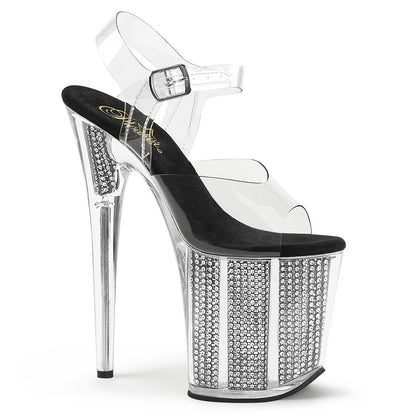 FLAMINGO-808SRS Pleaser Clear Black 8 Inch Sexy Platform Pole Heels