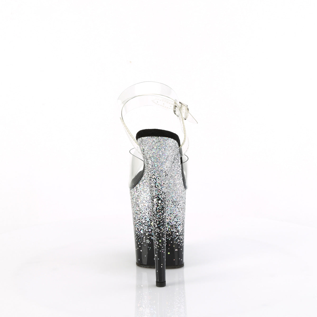 FLAMINGO-808SS Pleaser Silver Multi Glitter 8 Inch Statement Dancer Pole Heels