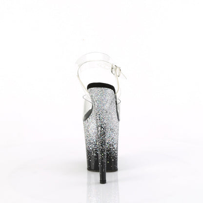 FLAMINGO-808SS Pleaser Silver Multi Glitter 8 Inch Statement Dancer Pole Heels