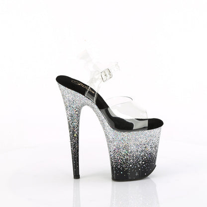 FLAMINGO-808SS Pleaser Silver Multi Glitter 8 Inch Statement Dancer Pole Heels