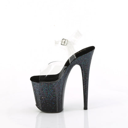 FLAMINGO-808SS Pleaser Black Glitter 8 Inch Performance High Pole Heels