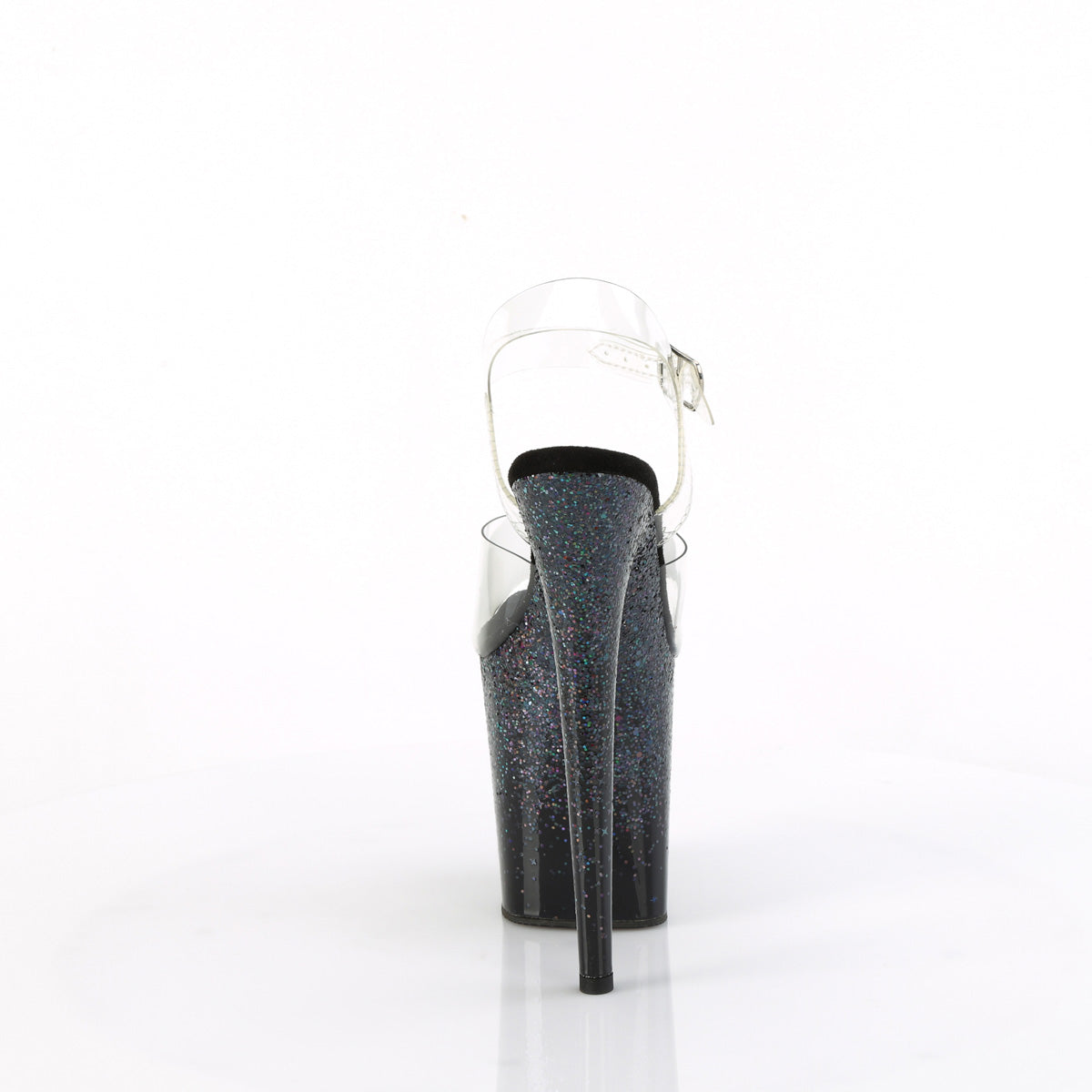 FLAMINGO-808SS Pleaser Black Glitter 8 Inch Performance High Pole Heels