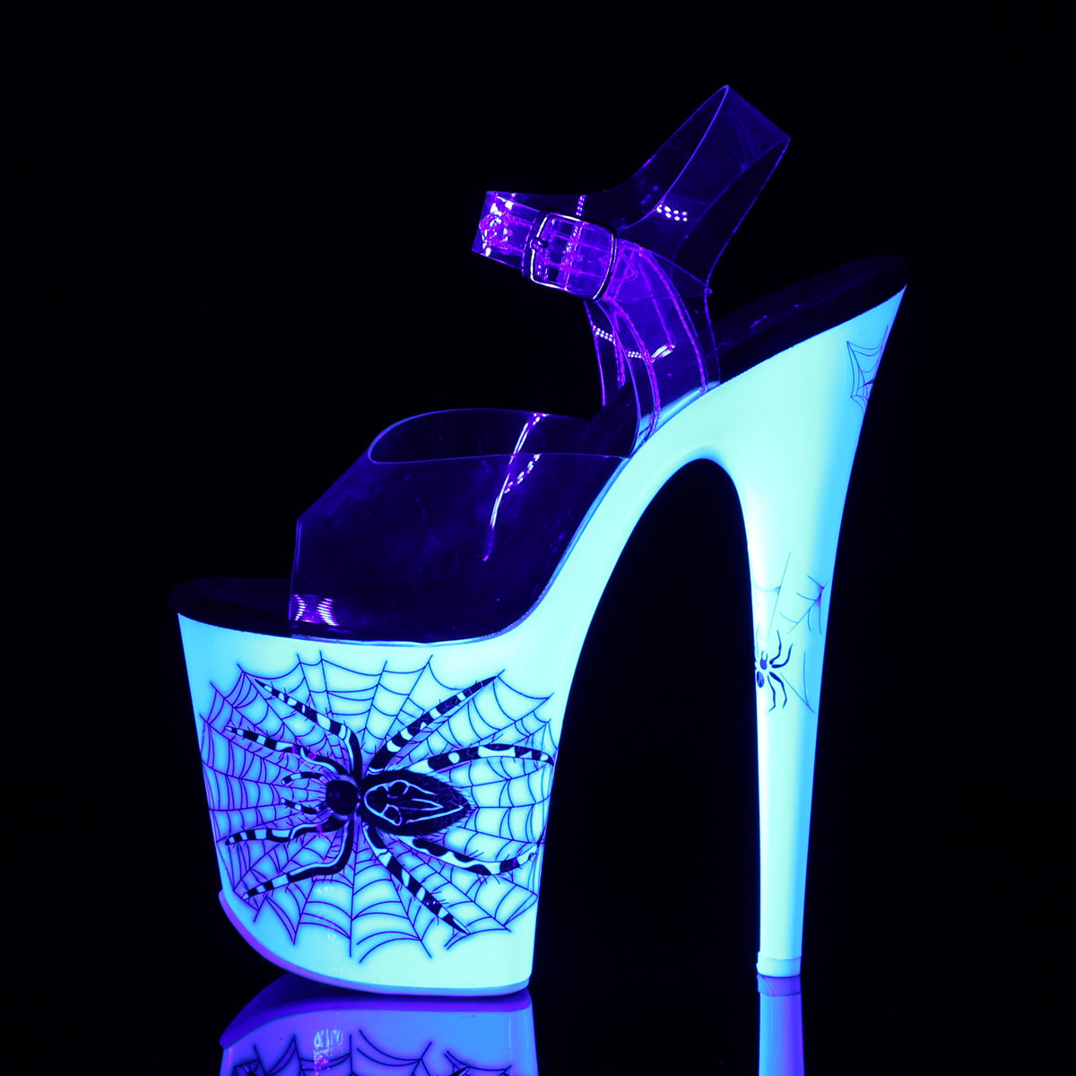 Pleaser FLAMINGO-808SW Clear / Neon White Platform Sandals - 8 Inch Heels