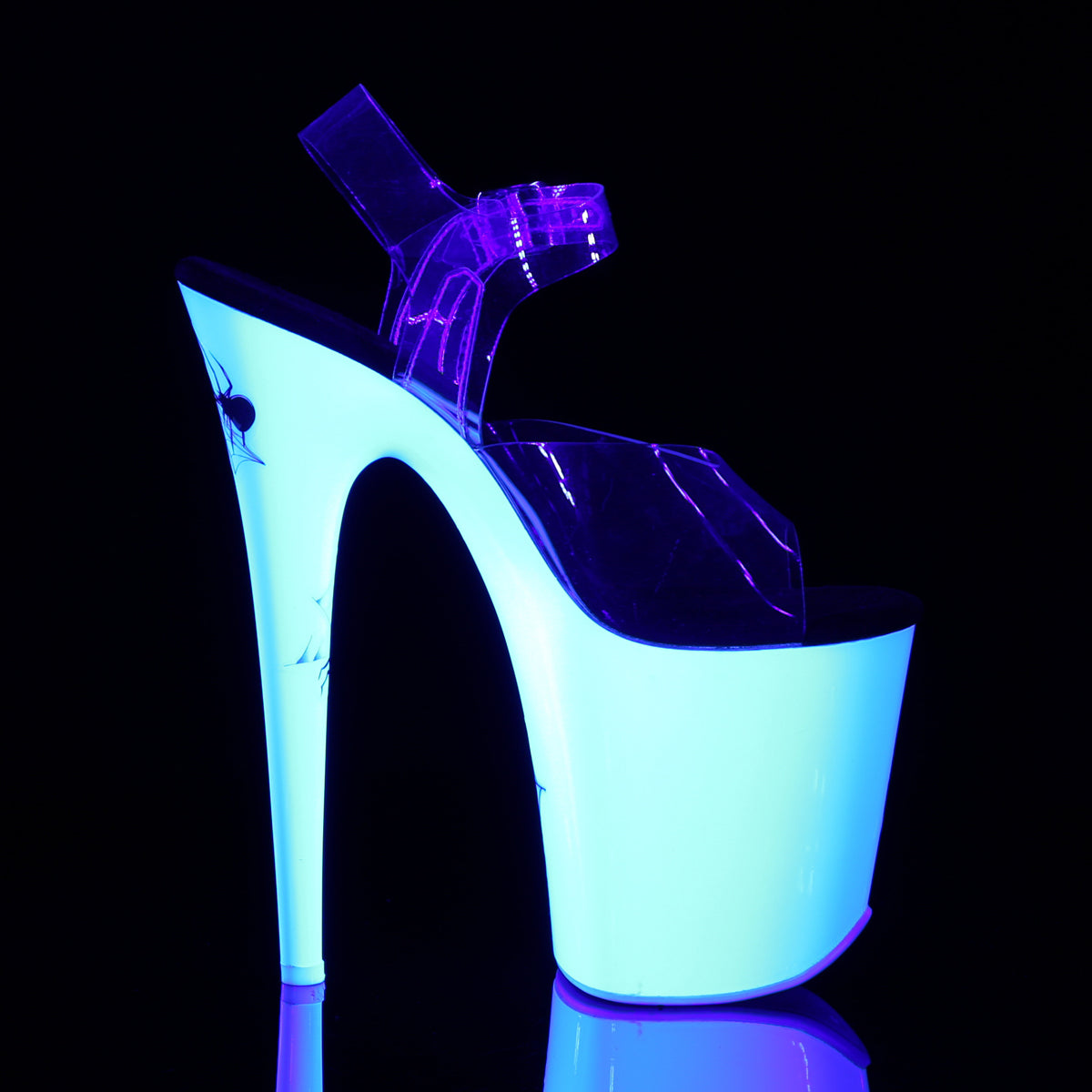 Pleaser FLAMINGO-808SW Clear / Neon White Platform Sandals - 8 Inch Heels