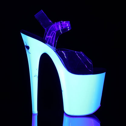 Pleaser FLAMINGO-808SW Clear / Neon White Platform Sandals - 8 Inch Heels