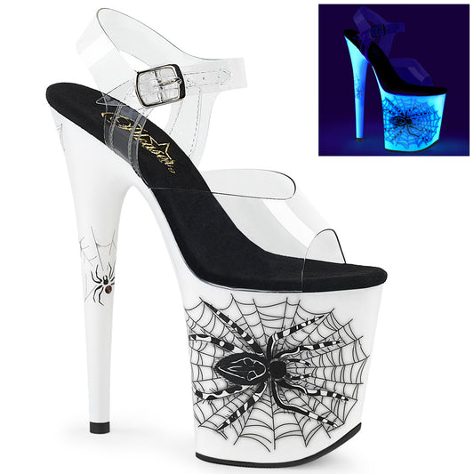 Pleaser FLAMINGO-808SW Clear / Neon White Platform Sandals - 8 Inch Heels