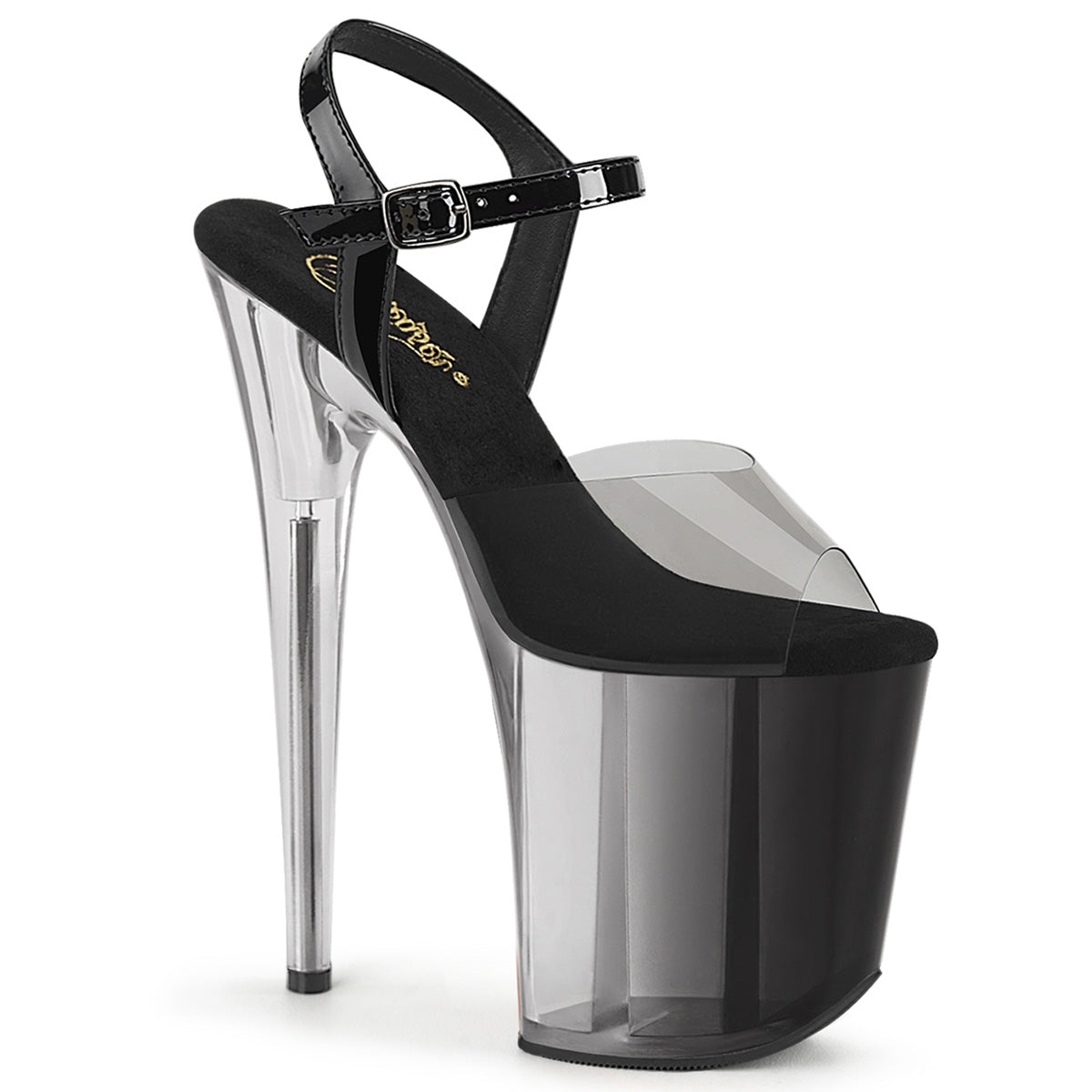 FLAMINGO-808T-1 Pleaser Smoke Ombre 8 Inch Sexy Platform Pole Heels Smoke-Blk Blk-Clr Ombre