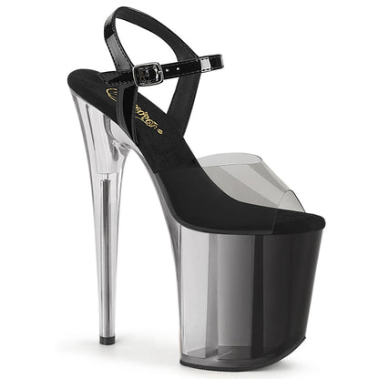FLAMINGO-808T-1 Pleaser Smoke Ombre 8 Inch Sexy Platform Pole Heels Smoke-Blk Blk-Clr Ombre