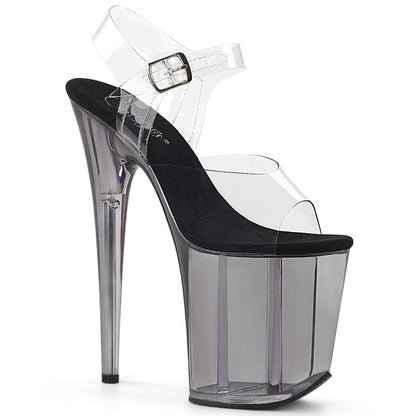 FLAMINGO-808T Pleaser Clear Smoke 8 Inch Platform Dancer Pole Heels