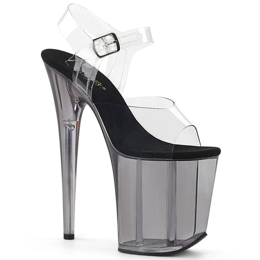 FLAMINGO-808T Pleaser Clear Smoke 8 Inch Platform Dancer Pole Heels