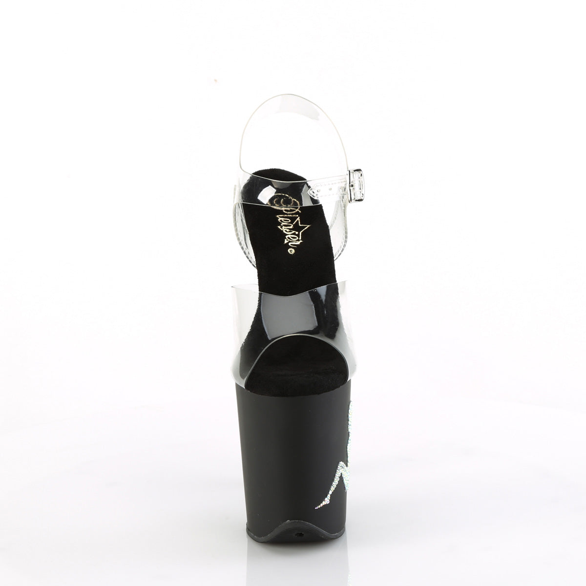 FLAMINGO-808TGRS Pleaser Clear Black 8 Inch Exotic Dancing Pole Heels