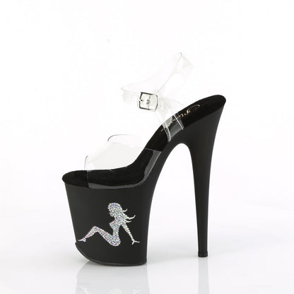 FLAMINGO-808TGRS Pleaser Clear Black 8 Inch Exotic Dancing Pole Heels