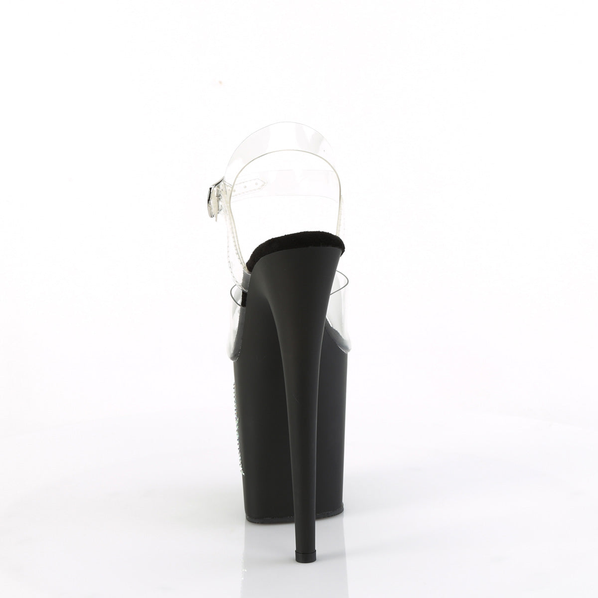 FLAMINGO-808TGRS Pleaser Clear Black 8 Inch Exotic Dancing Pole Heels