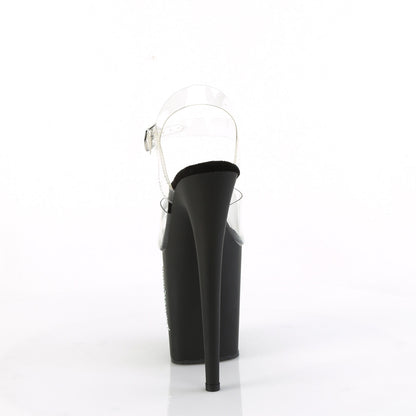 FLAMINGO-808TGRS Pleaser Clear Black 8 Inch Exotic Dancing Pole Heels