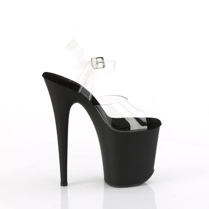 FLAMINGO-808TGRS Pleaser Clear Black 8 Inch Exotic Dancing Pole Heels