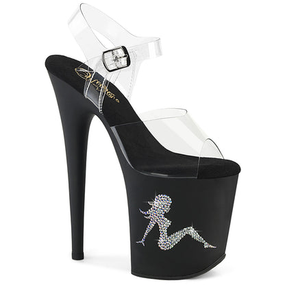 FLAMINGO-808TGRS Pleaser Clear Black 8 Inch Exotic Dancing Pole Heels Clr Blk-AB Slv