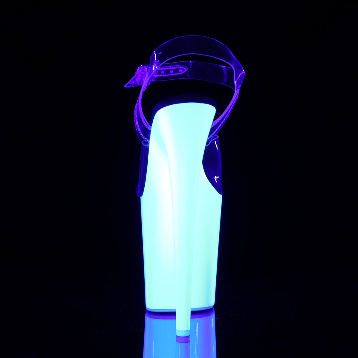 Pleaser FLAMINGO-808UV Clear / Neon White Platform Sandals - 8 Inch Heels