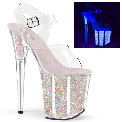 FLAMINGO-808UVG Pleaser Neon Opal Glitter 8 Inch Platform Dancer Pole Heels