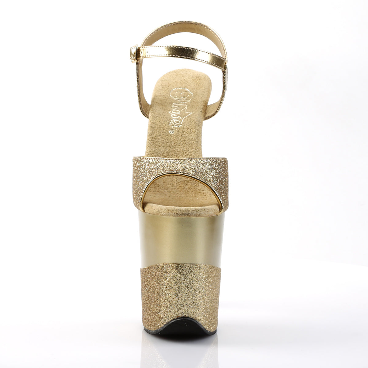 FLAMINGO-809-2G Pleaser Gold Glitter 8 Inch Exotic Dancing Pole Heels