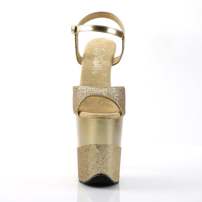 FLAMINGO-809-2G Pleaser Gold Glitter 8 Inch Exotic Dancing Pole Heels