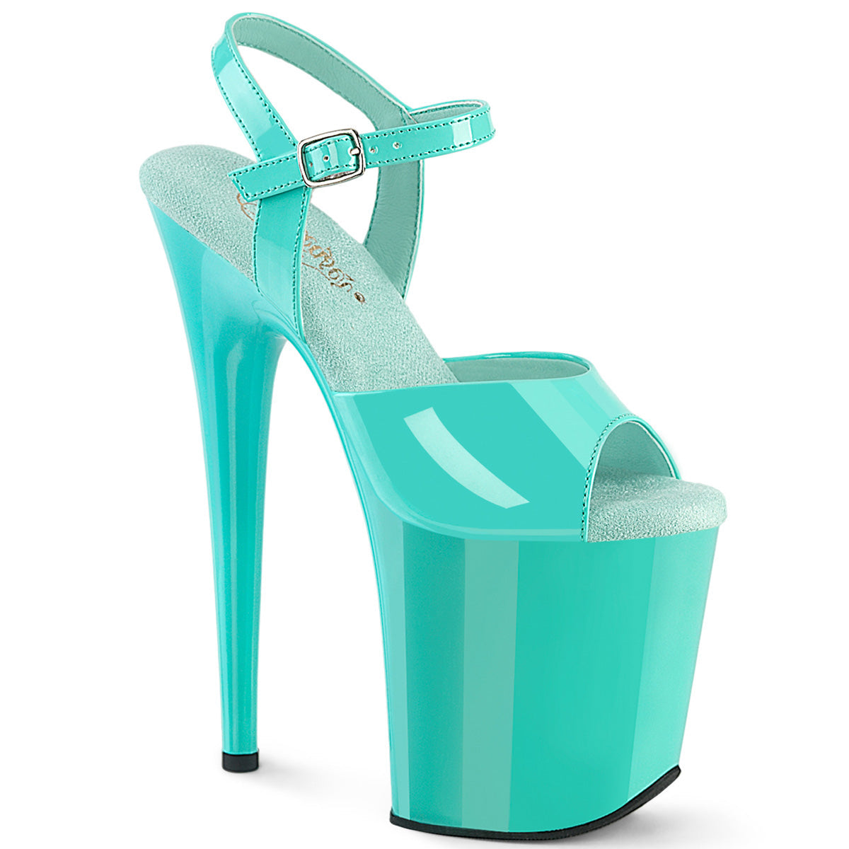 FLAMINGO-809 Pleaser Aqua Patent 8 Inch Sexy Platform Pole Heels