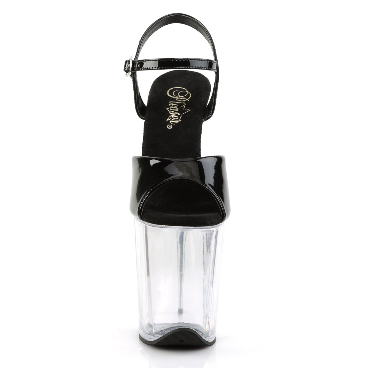 Pleaser FLAMINGO-809 Black / Clear Platform Sandals - 8 Inch Heels