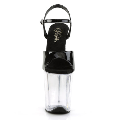 Pleaser FLAMINGO-809 Black / Clear Platform Sandals - 8 Inch Heels