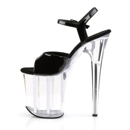 Pleaser FLAMINGO-809 Black / Clear Platform Sandals - 8 Inch Heels