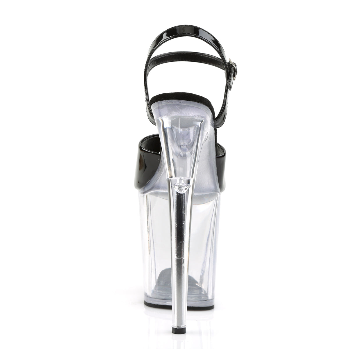 Pleaser FLAMINGO-809 Black / Clear Platform Sandals - 8 Inch Heels