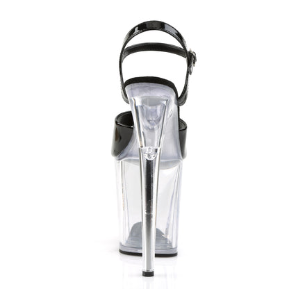 Pleaser FLAMINGO-809 Black / Clear Platform Sandals - 8 Inch Heels