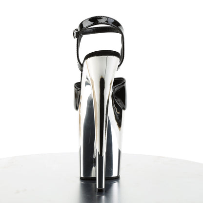FLAMINGO-809 8" Heel BlackSilver Chrome Stripper Shoes