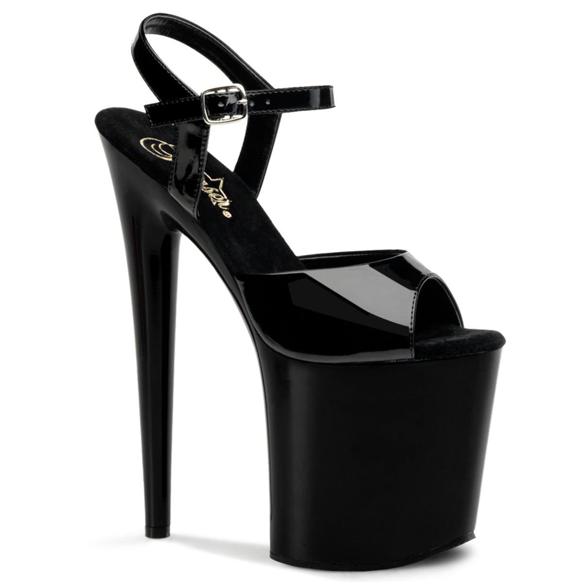 Pleaser FLAMINGO-809 Black Platform Sandals - 8 Inch Heels