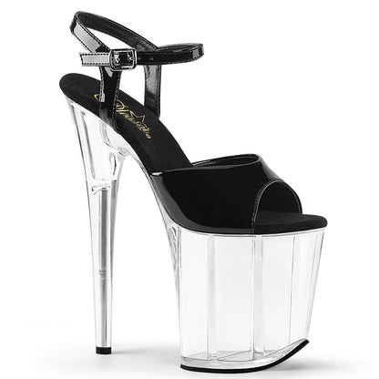FLAMINGO-809 8" Heel Black and Clear  Stripper Platforms High Heels