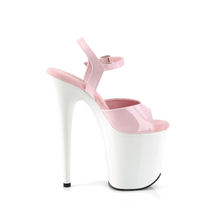 Pleaser FLAMINGO-809 Baby Pink / White Platform Sandals - 8 Inch Heels