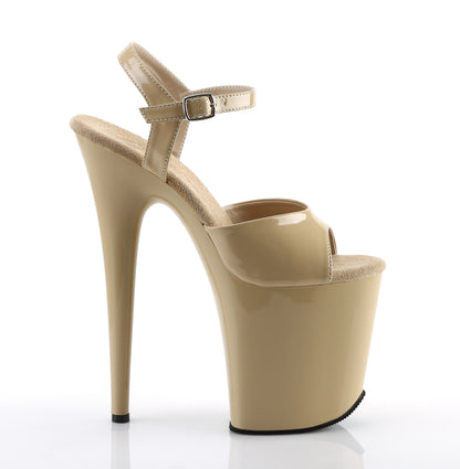 Pleaser FLAMINGO-809 Cream Platform Sandals - 8 Inch Heels