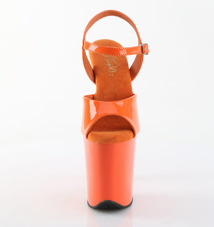 Pleaser FLAMINGO-809 Orange Platform Sandals - 8 Inch Heels