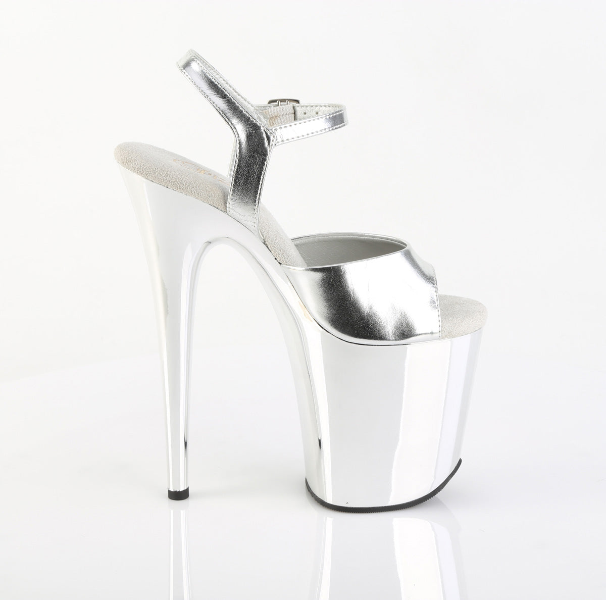 Pleaser FLAMINGO-809 Silver Metallic / Silver Chrome Platform Sandals - 8 Inch Heels