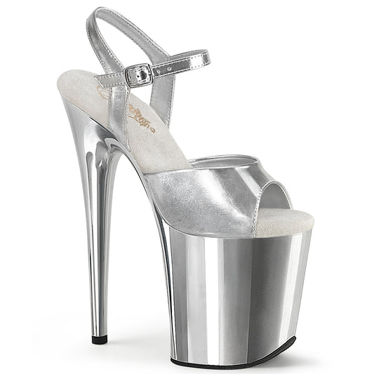 FLAMINGO-809 Pleaser Silver 8 Inch Fetish High Dancing Heels