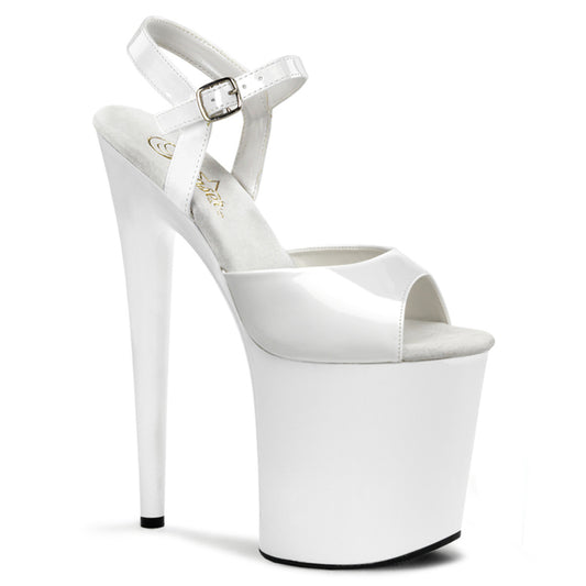 Pleaser FLAMINGO-809 White Platform Sandals - 8 Inch Heels