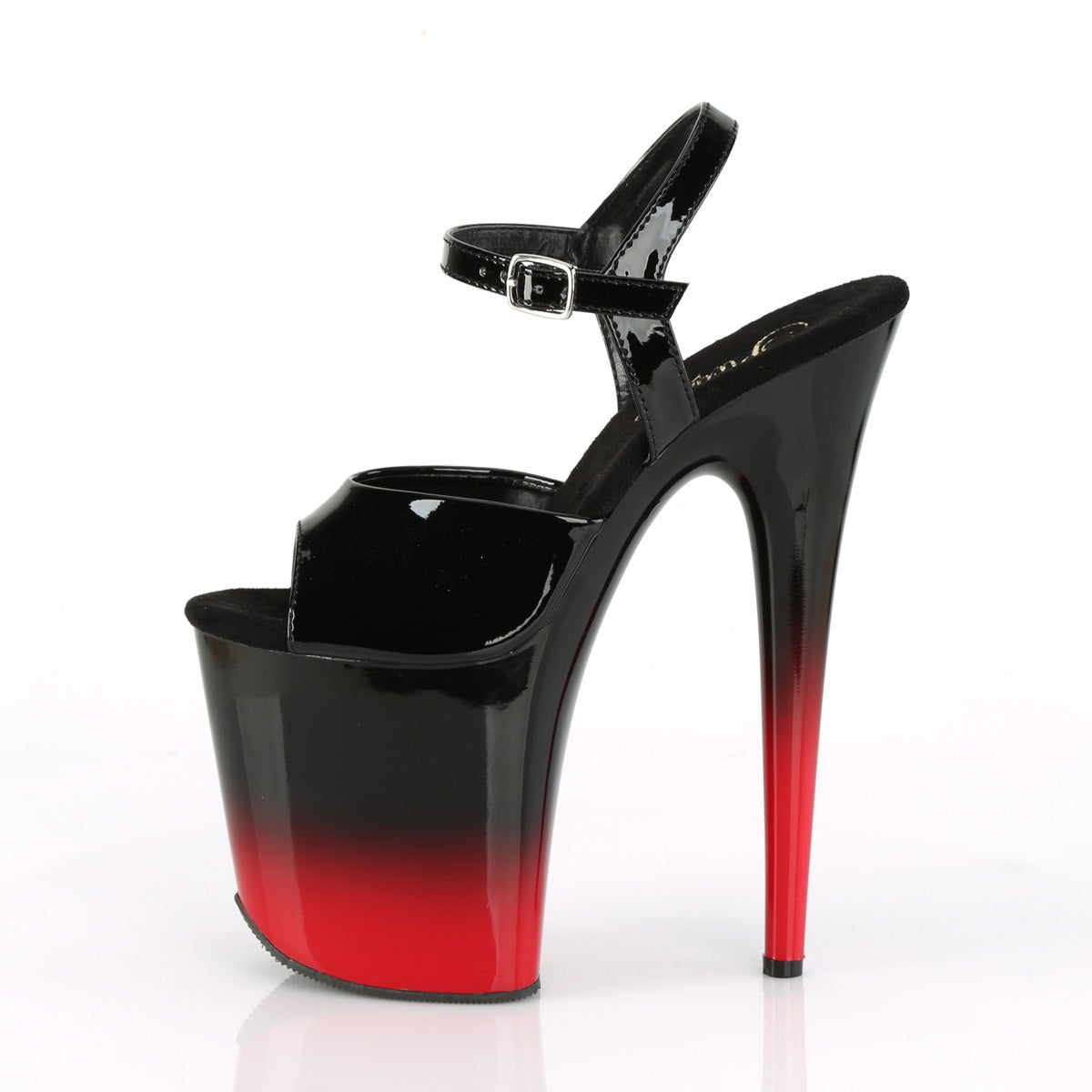 FLAMINGO-809BR-H Pleaser Black Red 8 Inch Sexy Pole Dancing Heels