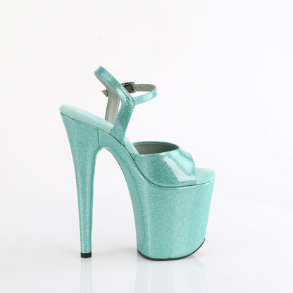 FLAMINGO-809GP Pleaser Aqua Glitter 8 Inch Strippers Dancing Heels
