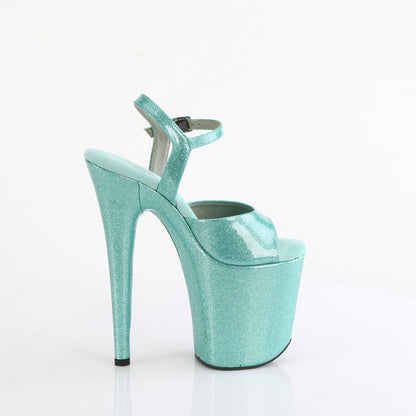 Pleaser FLAMINGO-809GP Aqua Glitter Platform Sandals - 8 Inch Heels