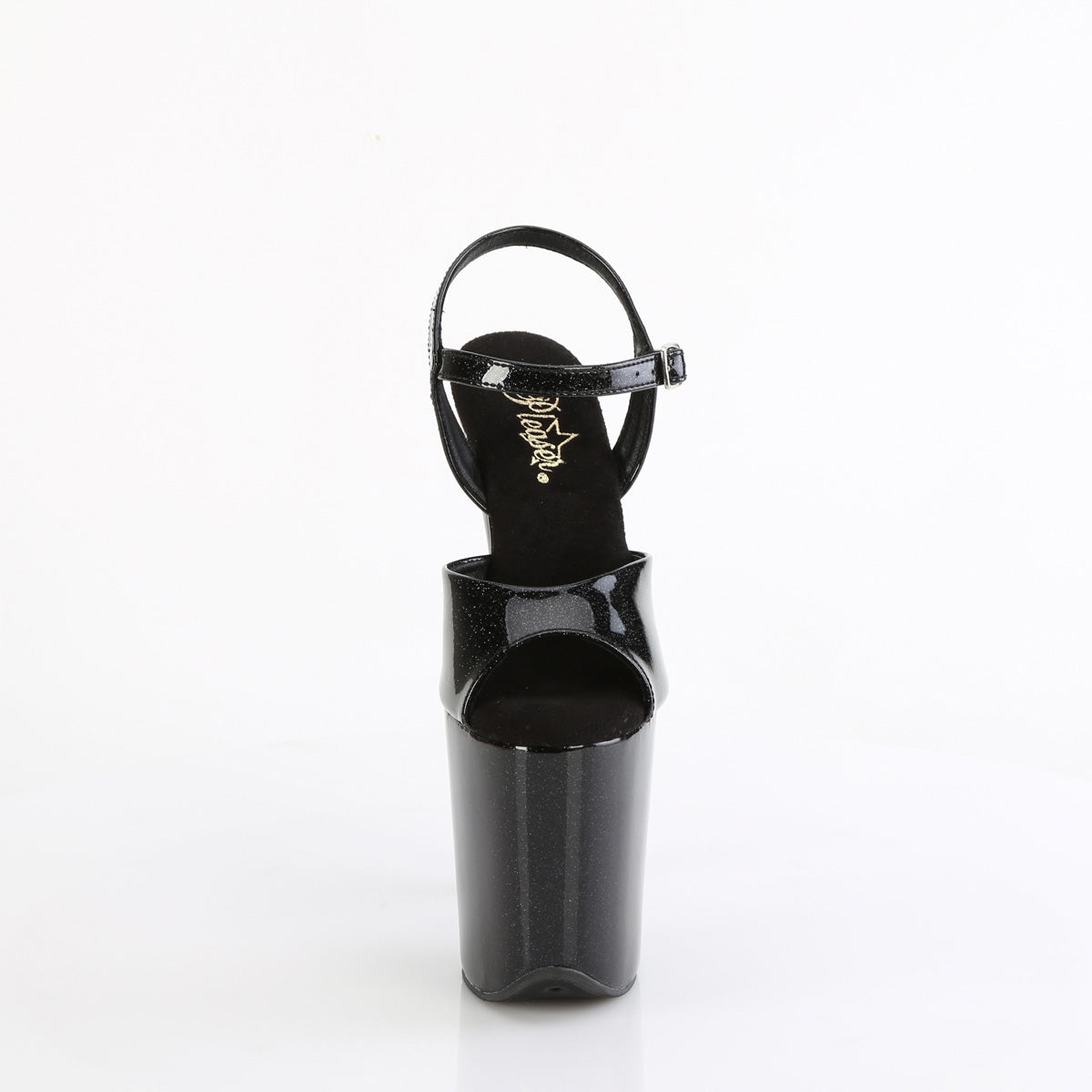 FLAMINGO-809GP Pleaser Black Glitter Pole Dancing High Heels