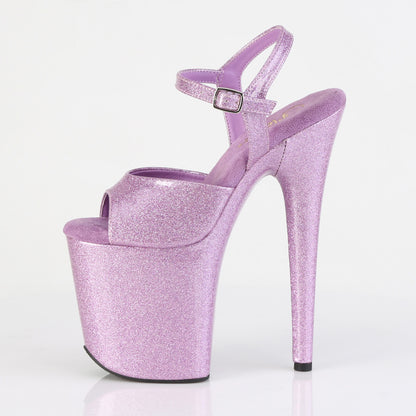 Pleaser FLAMINGO-809GP Lilac Glitter Platform Sandals - 8 Inch Heels