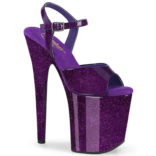 FLAMINGO-809GP Pleaser Purple Glitter 8 Inch Pole Dance Platform Shoes Purple Glitter Pat M