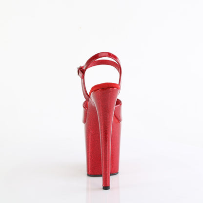 Pleaser FLAMINGO-809GP Ruby Red Glitter Platform Sandals - 8 Inch Heels